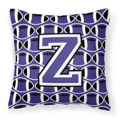 Letter Z Football Purple and White Fabric Decorative Pillow, 14Hx14W ...