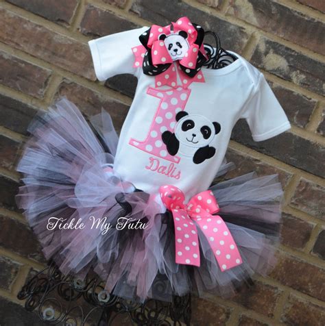 Panda Birthday Tutu Outfit Panda Birthday Tutu Set by TickleMyTutu