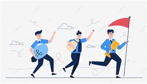 three people running with an umbrella and guitar, cartoon, character png and psd