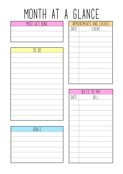 20+ At A Glance Monthly Planner - Free Download Printable Calendar Templates ️