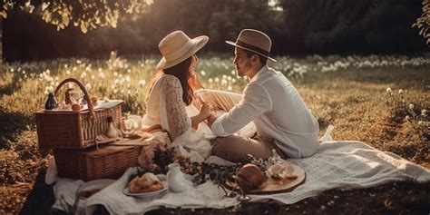 Premium Photo | Couple holding a picnic basket