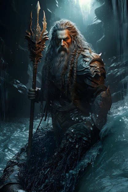 Premium AI Image | A man with a trident in the water