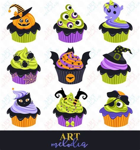 Halloween Clipart Halloween Cupcake Clipart Holiday Cupcakes | Etsy ...