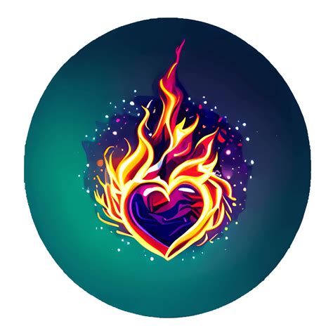 Tattoo Heart with Cool Fire · Creative Fabrica