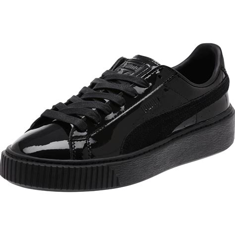 Puma Basket Platform Patent Women's Sneakers in Black | Lyst