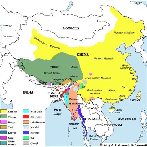 a map of asia showing the major cities and their territorial territorys in different colors