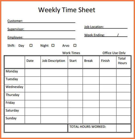 Printable Weekly Time Sheets | Template Business