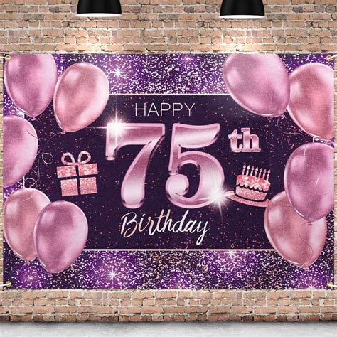 Happy 75th Birthday Backdrop Pink Photo Background Banner 75 | Etsy UK