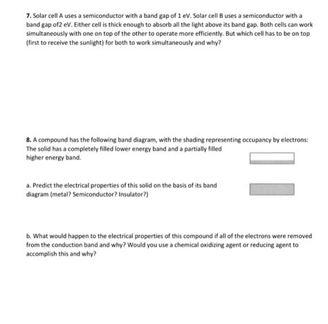 Solved 7. Solar cell A uses a semiconductor with a band gap | Chegg.com