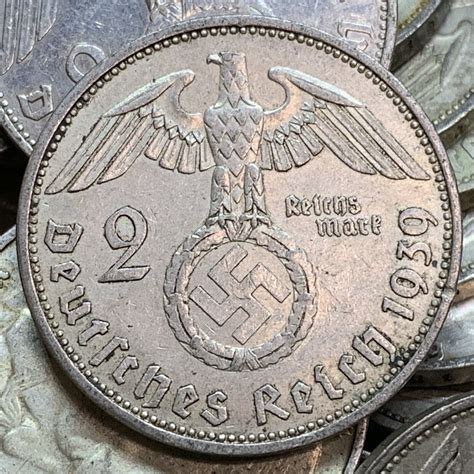 WW2 Nazi Germany 2 Reichsmark Hindenburg Silver Swastika Coin – The ...