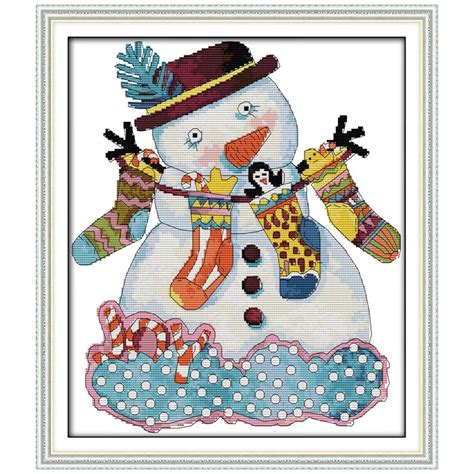 Christmas Snowman (3) Counted Cross Stitch Handmade Cross Stitch Sets ...