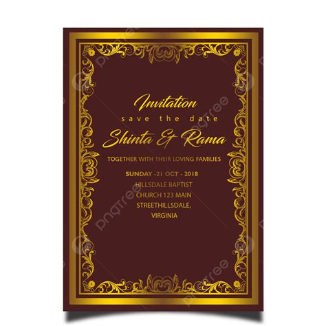 Wedding Invitation Royal Gold Royal Card Template With Gold Frame And ...