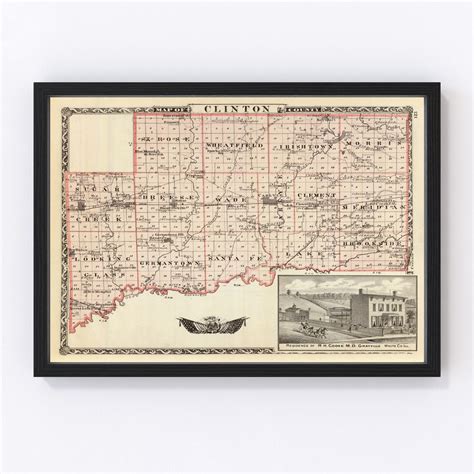 Vintage Map of Clinton County, Illinois 1876 by Ted's Vintage Art