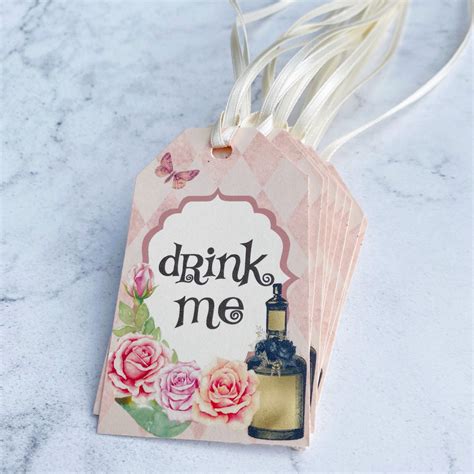 Drink Me Alice in Wonderland Gift Tag Labels Bottle Tags Set - Etsy