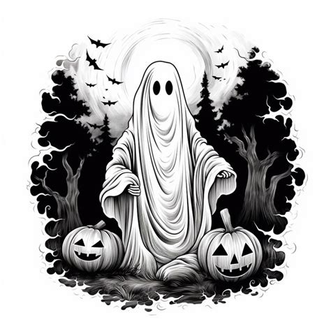 Premium AI Image | Smiling HandDrawn Halloween Ghost