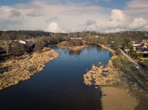 A Photo from a Drone Showing the Warta River in Central Poland. Stock ...