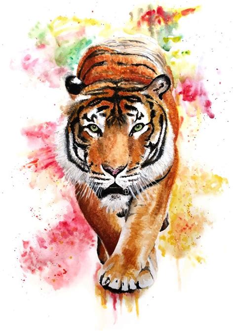 Tiger Watercolour Painting Tiger Print Art Home Decor Kids - Etsy UK ...