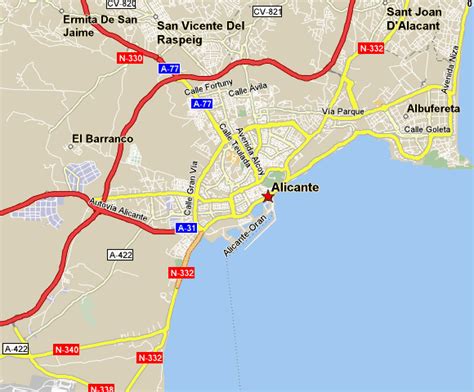 Alicante Tourism Map Regional | Map of Spain Tourism Region and Topography