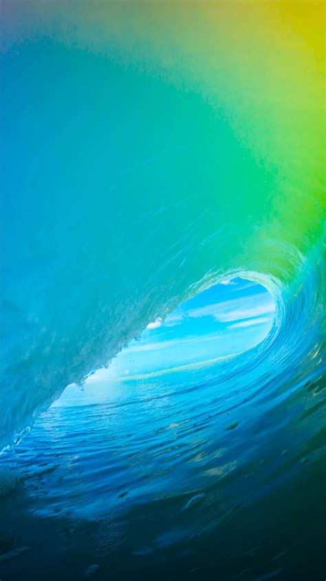 Pure Bright Cyan Ocean Surging Wave Pattern iOS9 Wallpaper iPhone 7 ...