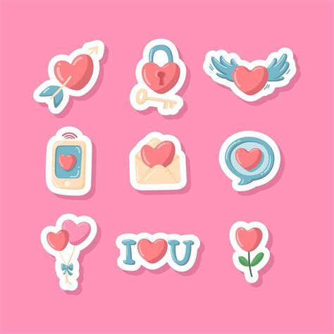 Valentine's Day Stickers 1874114 Vector Art at Vecteezy