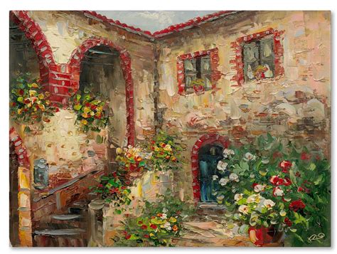 Trademark Art 'Tuscany Courtyard' by Rio Painting Print on Canvas | Fine art landscape, Canvas ...