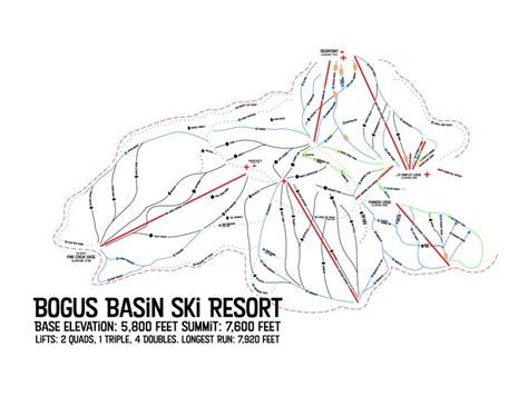 Bogus Basin Aesthetic Trail Map Skiing Poster Snowboarding Poster Winter Decor Wall Art ...