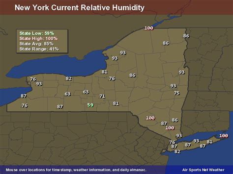 New York Relative Humidity Map- lowest humidity in Dansville ...