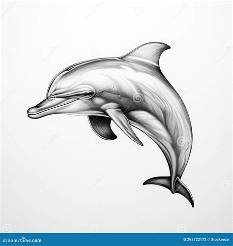 Realistic Liquid Metal Dolphin Drawing with Dramatic Shading Stock Illustration - Illustration ...