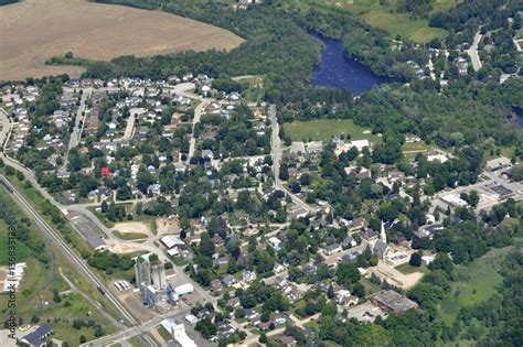 aerial view of the small twon community of Ayr, Ontario Canada Stock Photo | Adobe Stock