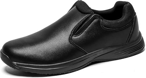 Mens Slip Resistant Work Shoes Food Service Shoe Non Slip Black ...