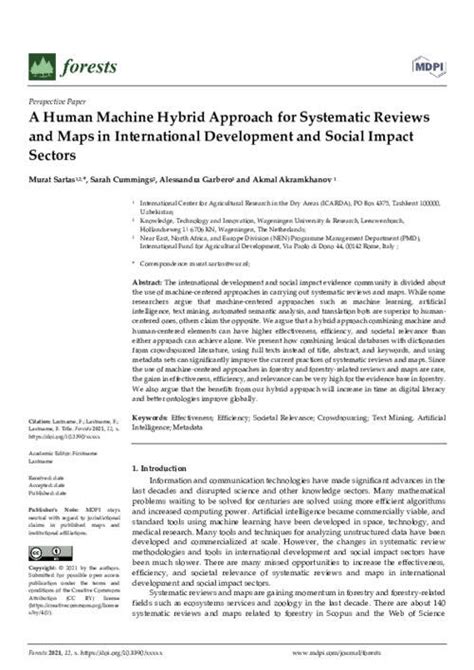 A Human Machine Hybrid Approach for Systematic Reviews and Maps in ...