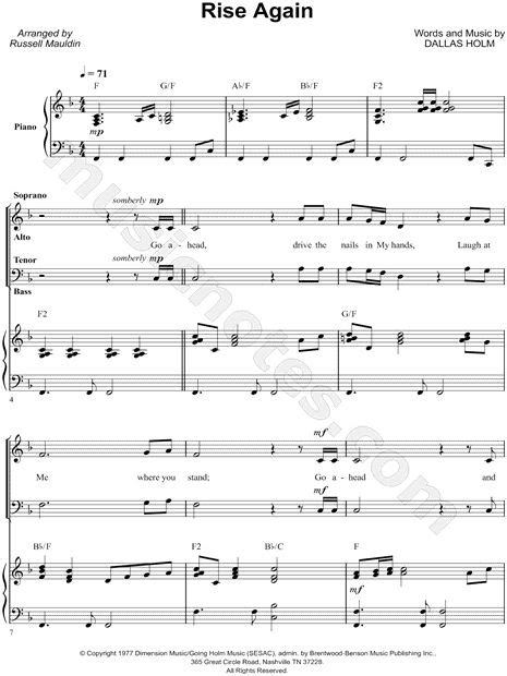 Print and download choral sheet music for Rise Again by Dallas Holm arranged for SATB Choir ...