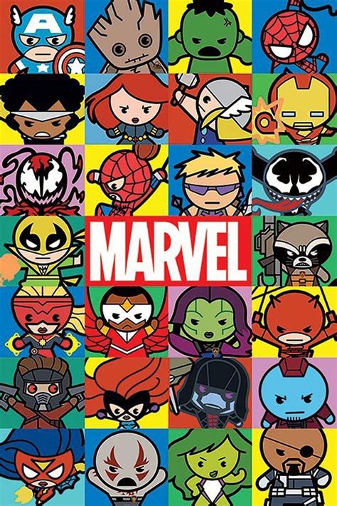 Póster héroes kawaii Marvel https://amzn.to/2HiNHgP | Marvel, Dibujos ...