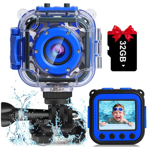 PROGRACE Kids Camera Waterproof IP68 Sports Toy Underwater Camera 1080P ...