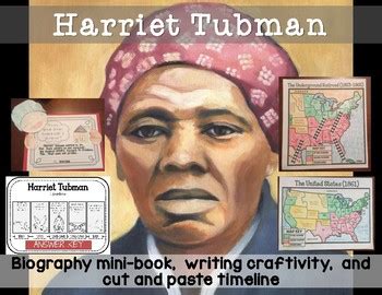 Harriet Tubman Minibook with writing craftivity and map coloring activities