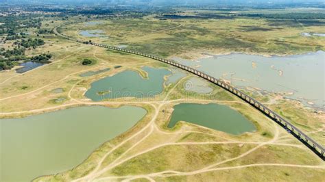 Aerial Unseen View of Railroad Tracks of Floating Train Bridge Stock Image - Image of lopburi ...