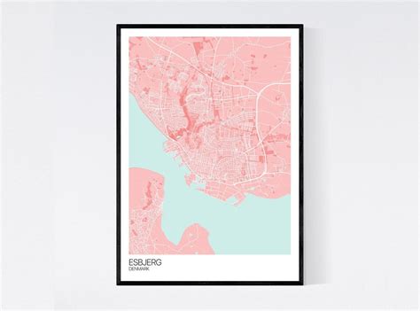 Esbjerg Denmark City Map Art Print Many Colours 350gsm - Etsy