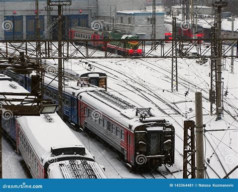 Train Covered with Snow on Railway Stock Image - Image of railway, cold: 143364481