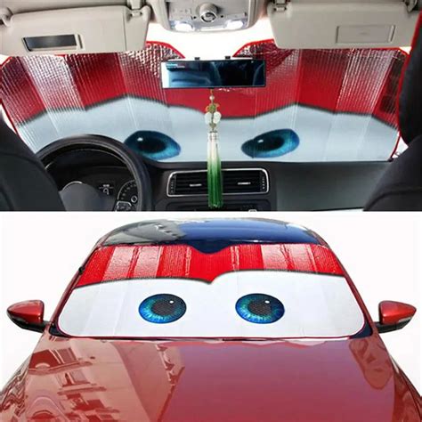 5 Colors Eyes Heated Windshield Sunshade Car Window Windscreen Cover Sun Shade Auto Sun Visor ...