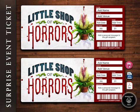 LITTLE SHOP of HORRORS Broadway Surprise Ticket. Editable Musical ...