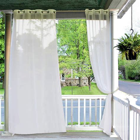 Amazon.com: RYB HOME Outdoor Curtains Sheer - Linen Look White Sheer ...