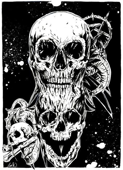 Creepy skulls ink practice by TashasOldAccount on DeviantArt