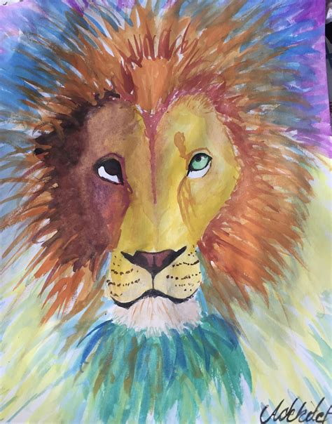 Rainbow lion | Rainbow lion, Painting, Art