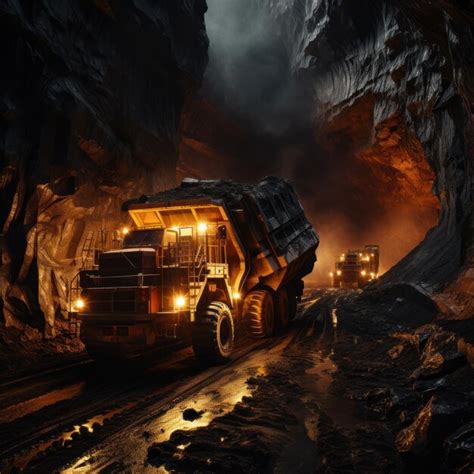 Premium AI Image | Coal is loaded onto trucks by mining machines that ...