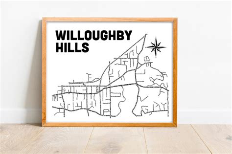 Willoughby Hills Ohio Map Print – Whereabouts Shop