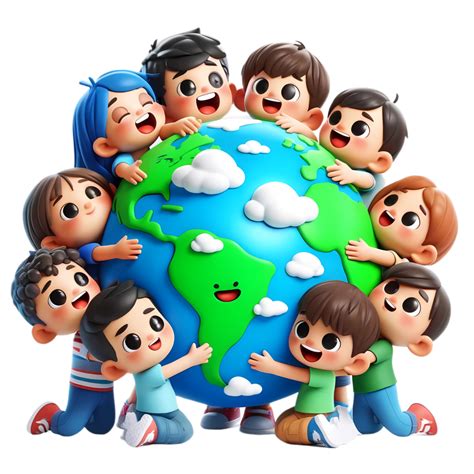 3D Cartoon people hugging the earth concept of earth day and climate change awareness 43102247 PNG