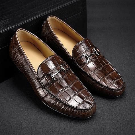 Men's Alligator Penny Loafers Moccasin Driving Shoes Slip On Flats Boat Shoes