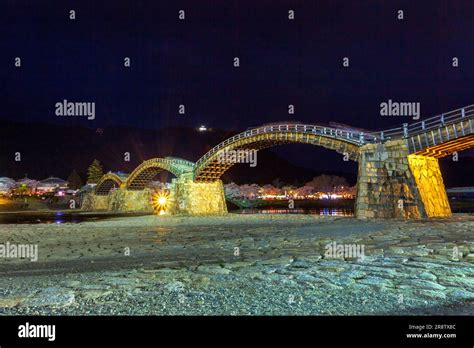 Night view of Kintai-bashi Bridge Stock Photo - Alamy