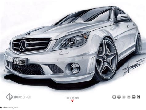 Mercedes C63 AMG by Adonis Alcici | Car drawings, Car artwork, Car design sketch