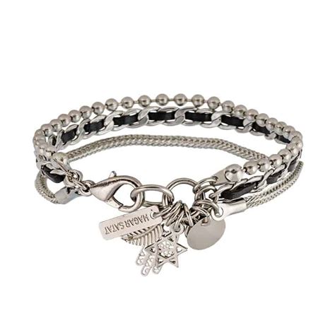 Silver Charms Bracelet - Black | Holysands